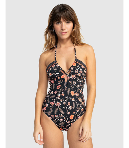 ROXY LADIES KERALA ONE PIECE SWIMSUIT - BLACK KERALA BORDER