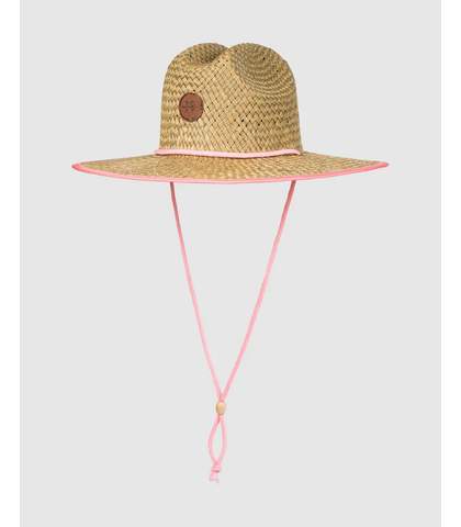 ROXY GIRLS PINA TO MY COLADA SOLID STRAW HAT - PINK