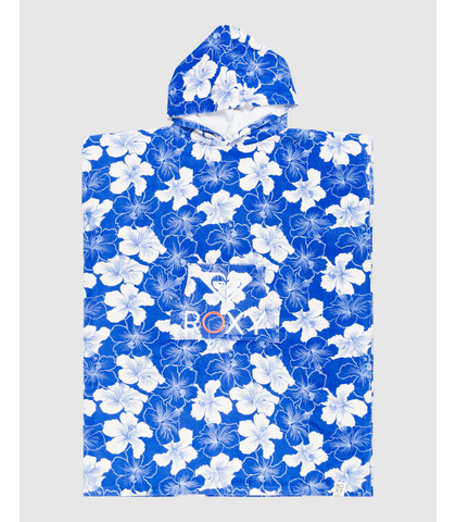 ROXY GIRLS STAY MAGICAL PRINTED HOODED TOWEL - BLUE HIPPY HIBISCUS