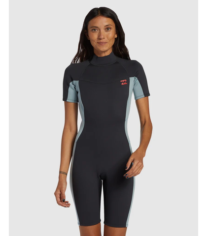 BILLABONG LADIES 2MM FOIL BACKZIP SPRINGSUIT - WASHED BLACK