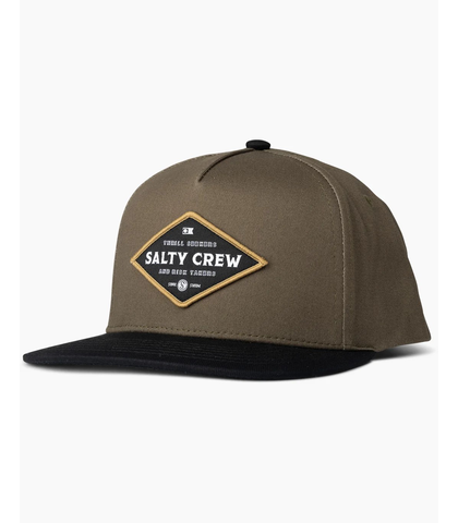 SALTY CREW BOYS INFIELD 5 PANEL CAP - OLIVE / BLACK