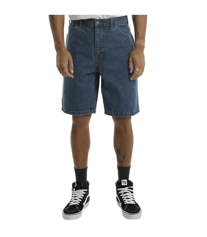 DICKIES MENS 11'' RELAXED FIT CARPENTER DENIM SHORT - STONE WASH INDIGO