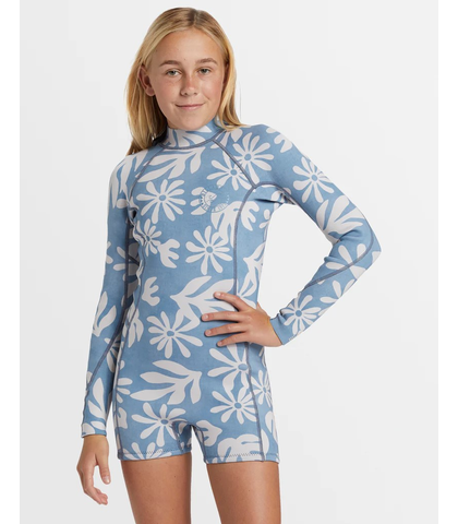 BILLABONG GIRLS SPRING FEVER NATURAL L/S SPRINGSUIT - BLUE SHADOW