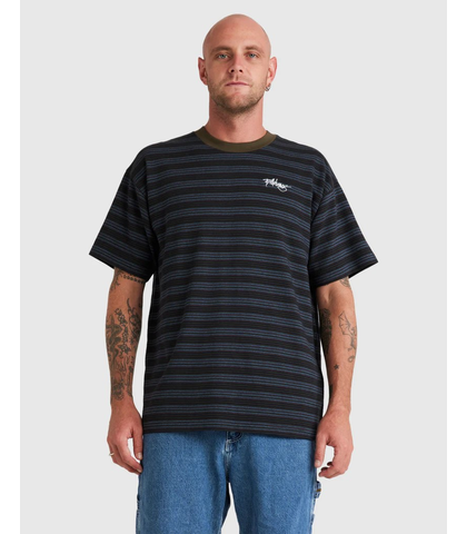 BILLABONG MENS ABSENSE STRIPE S/S TEE - BLACK