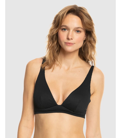 ROXY LADIES RIB ROXY LOVE THE ROLLER BIKINI TOP - BLACK