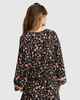 ROXY LADIES NOMADIC MOOD L/S TOP - BLACK KERALA BOARDER