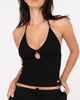 RUSTY LADIES EMMA CUT OUT SKIMMER TANK - BLACK