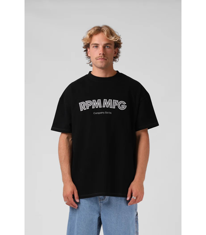 RPM MENS SANDED APP OVERSIZE TEE - BLACK