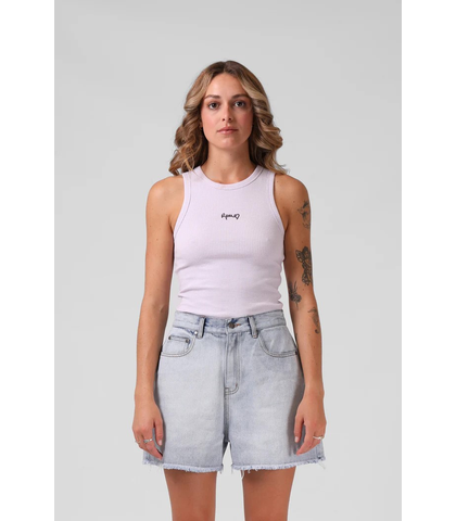 RPM LADIES RIBBED SINGLET - FADED LILAC