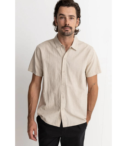 RHYTHM MENS CLASSIC LINEN S/S DRESS SHIRT - SAND