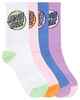 SANTA CRUZ GIRLS OTHER DOT CREW SOCK 4 PACK - SIZE 2-8 WH/ PURP/PNK