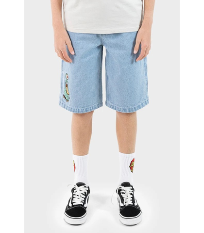 SANTA CRUZ BOYS OPUS GRIP DOT CARPENTER DENIM SHORT - BLEACH BLUE