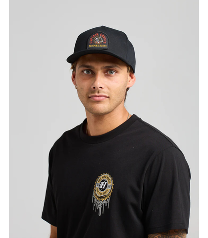 MAD HUEYS CAPTAIN COOKED TWILL TRUCKER CAP - BLACK