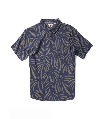 VISSLA MENS PRIMITIVE PALM S/S DRESS SHIRT - MIDNIGHT