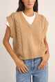 RHYTHM LADIES FINLEY CABLE KNIT VEST - SAND