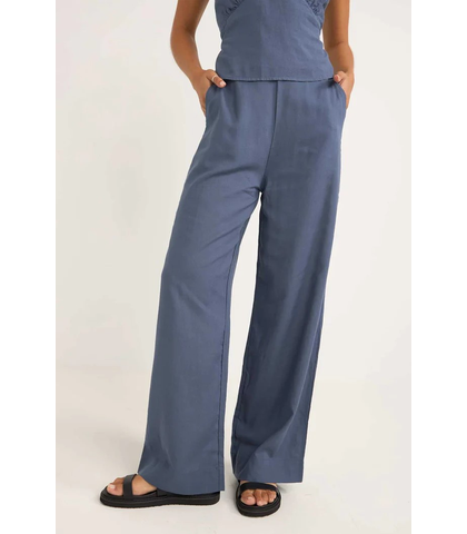 RHYTHM LADIES STEVIE WIDE LEG PANT - BLUE