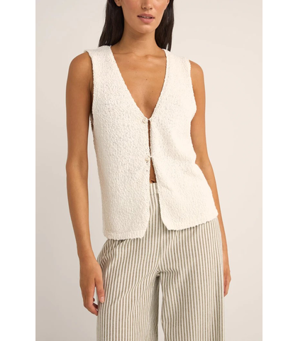 RHYTHM LADIES ADELE LONGLINE KNIT VEST - WHITE