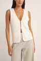 RHYTHM LADIES ADELE LONGLINE KNIT VEST - WHITE