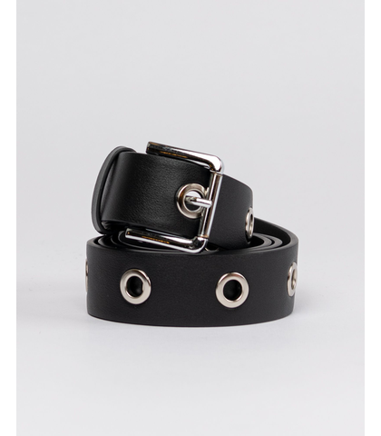 RUSTY LADIES BLACK HOLE EYELET BELT - BLACK