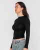 RUSTY LADIES PLAIN JANE RUNCHED LONG SLEEVE TOP - BLACK