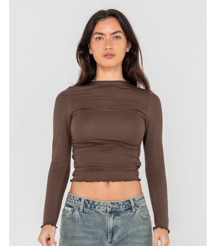 RUSTY LADIES PLAIN JANE L/S TOP - JAVA 