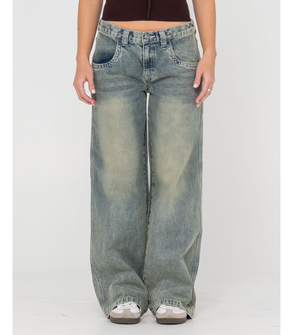 RUSTY FLIP MOMMY LOW RISE TAPELESS DENIM JEAN - DIRTY DAWG 