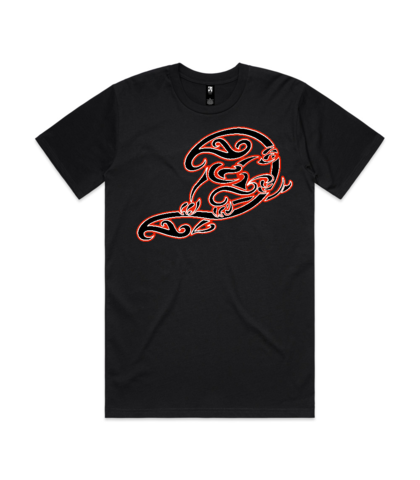 NGARU TOA DROP IN MAORI TEE - RED/ WHITE