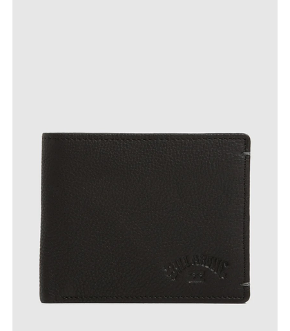 BILLABONG MENS ROCKAWAY 2 IN 1 LEATHER WALLET - BLACK