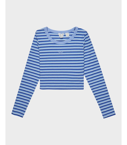 ROXY GIRLS HEY YEAH YEAH L/S TOP - BLUE PARTY STRIPE