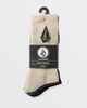 VOLCOM MENS FULL STONE MIX SOCK 3 PACK - PALE KHAKI