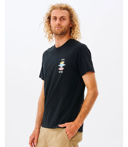 RIPCURL MENS SEARCH ICON TEE - BLACK 