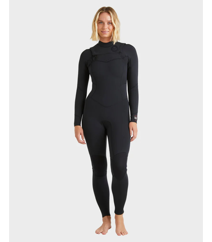 BILLABONG LADIES 4/3 SALTY DAYS NATURAL CHEST ZIP STEAMER - BLACK 