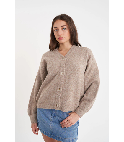 HUFFER LADIES KENDALL CARDIGAN - OAT MARLE 