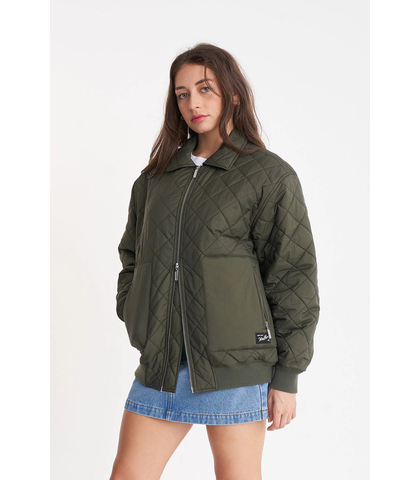 HUFFER LADIES QUILTED LONGLINE BOMBER - CYPRESS