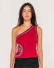 RUSTY LADIES RICHIE RICH MESH ONE SHOULDER TOP - CRANBERRY 