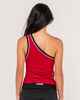 RUSTY LADIES RICHIE RICH MESH ONE SHOULDER TOP - CRANBERRY 