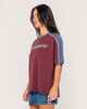 RUSTY LADIES TIMMY TARGET OVERSIZE TEE - CRANBERRY 