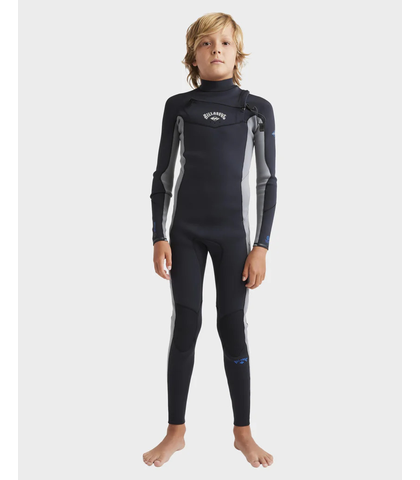 BILLABONG BOYS 4/3 ABSOLUTE NATURAL CHEST ZIP STEAMER - ALLOY