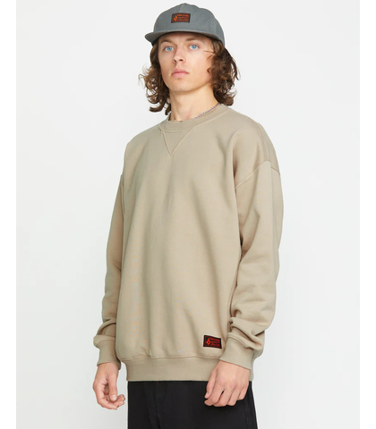 VOLCOM MENS OPERATORS CREW - LIGHT KHAKI