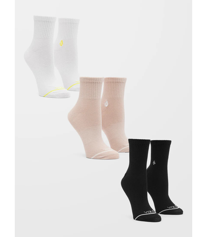 VOLCOM LADIES THE NEWCREW SOCK 3 PACK 