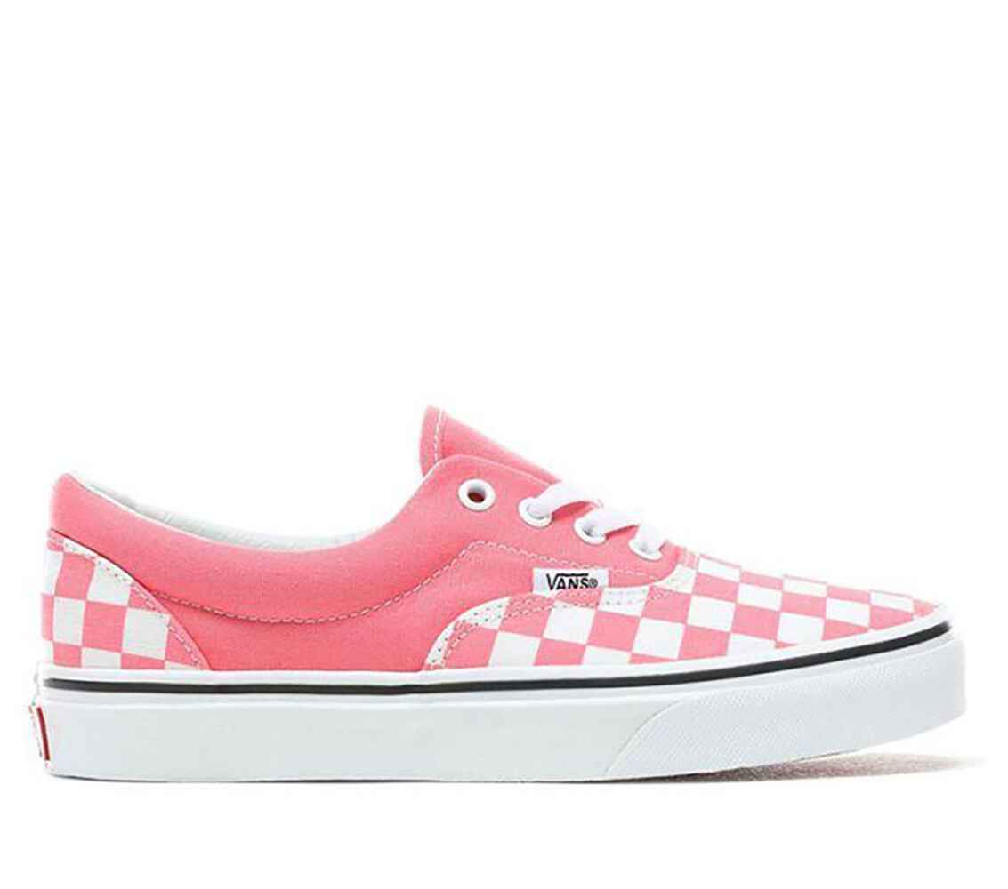 Checkered pink on sale and white vans