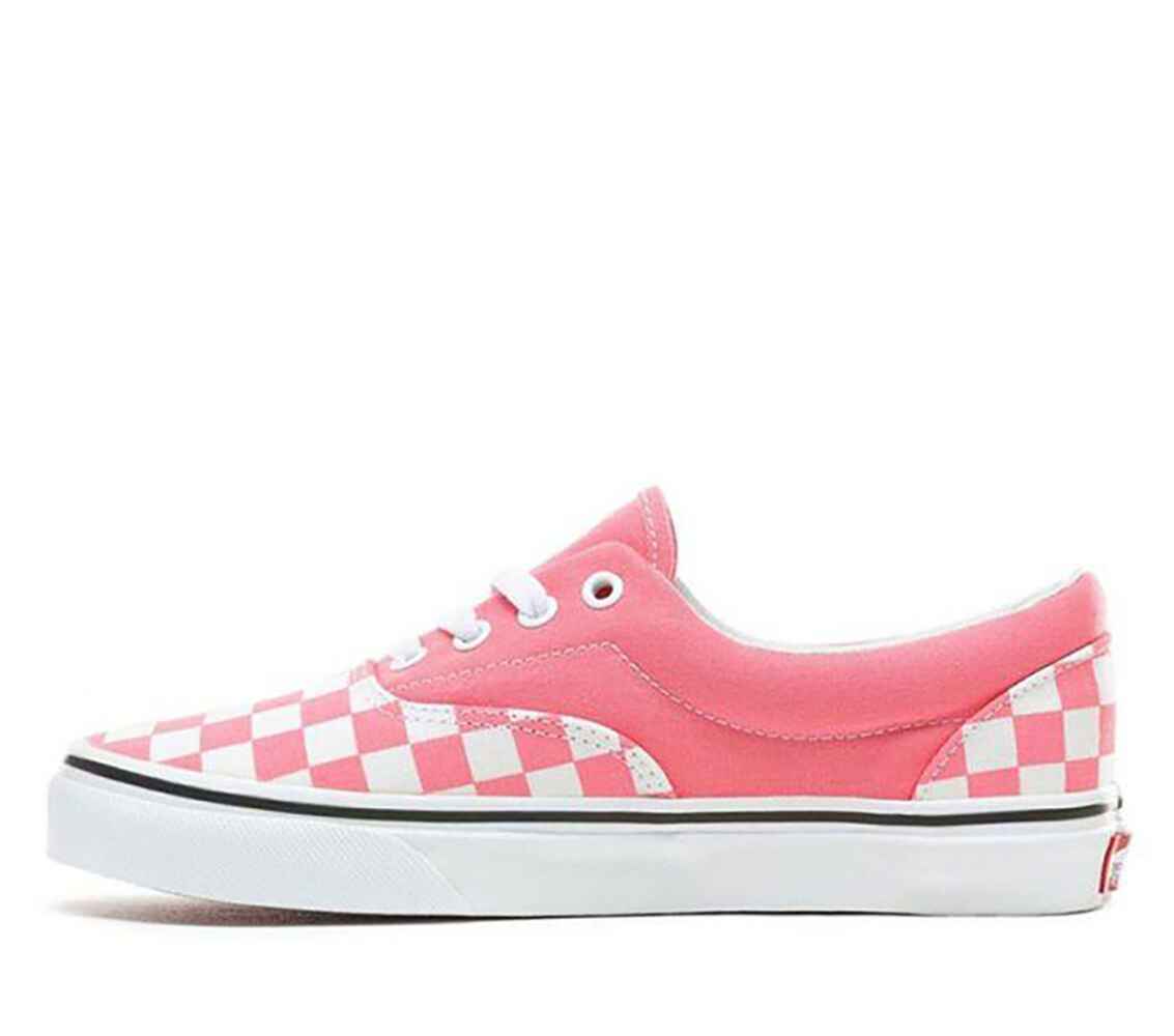 Pink and shop white check vans