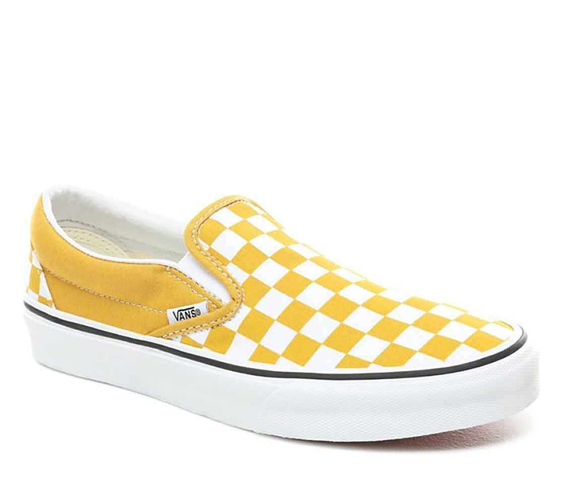 vans classic slip on checkerboard yellow