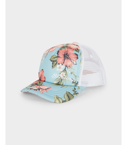 BILLABONG GIRLS SWEETHEART FLORAL TRUCKER CAP - BLUE