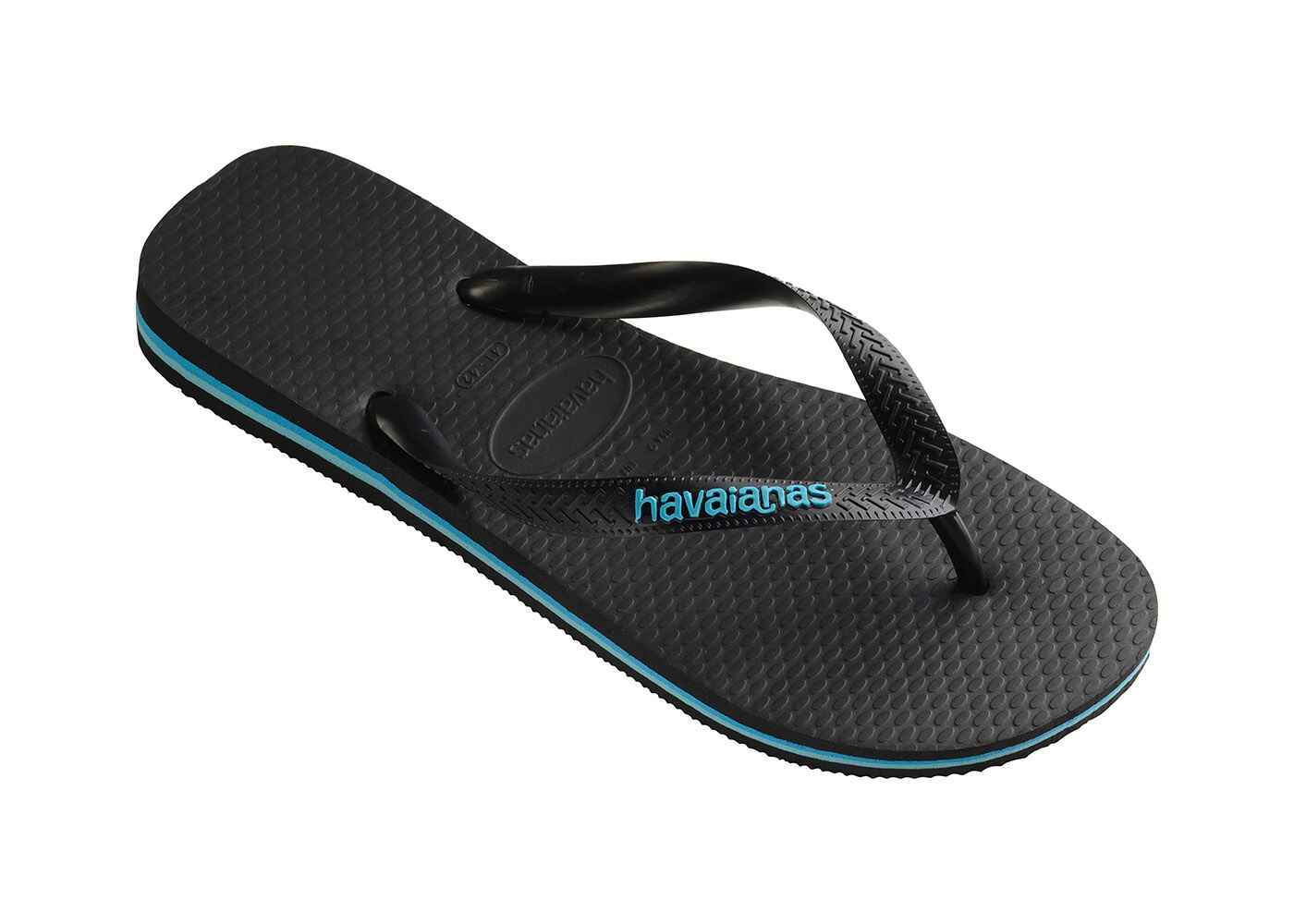 HAVAIANAS LOGO FILETE JANDAL BLACK LIGHT BLUE Footwear Mens