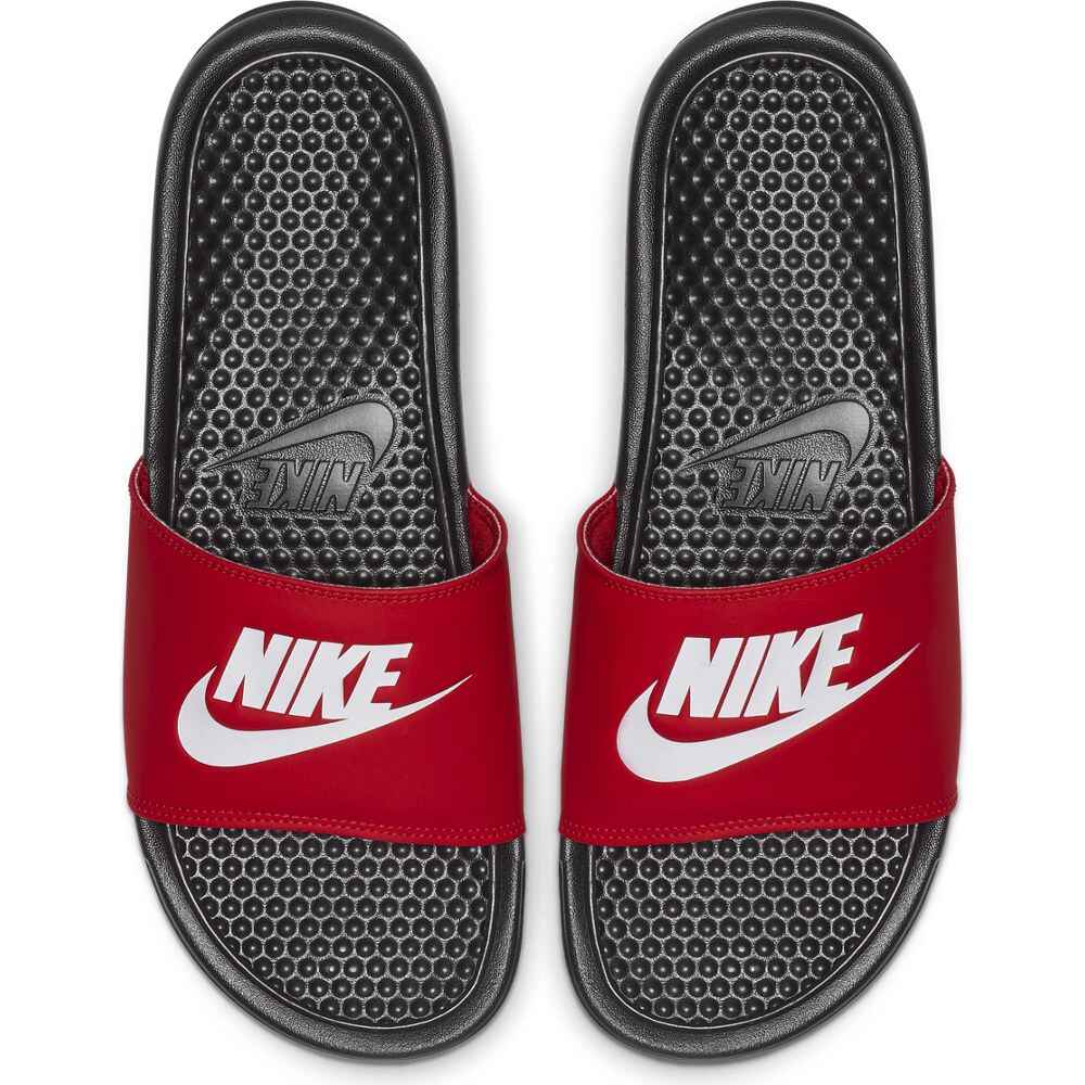 Nike benassi slides 2025 red and black