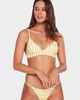 BILLABONG LADIES CASSY STRIPE ISLAND TRI BIKINI TOP - MUSTARD